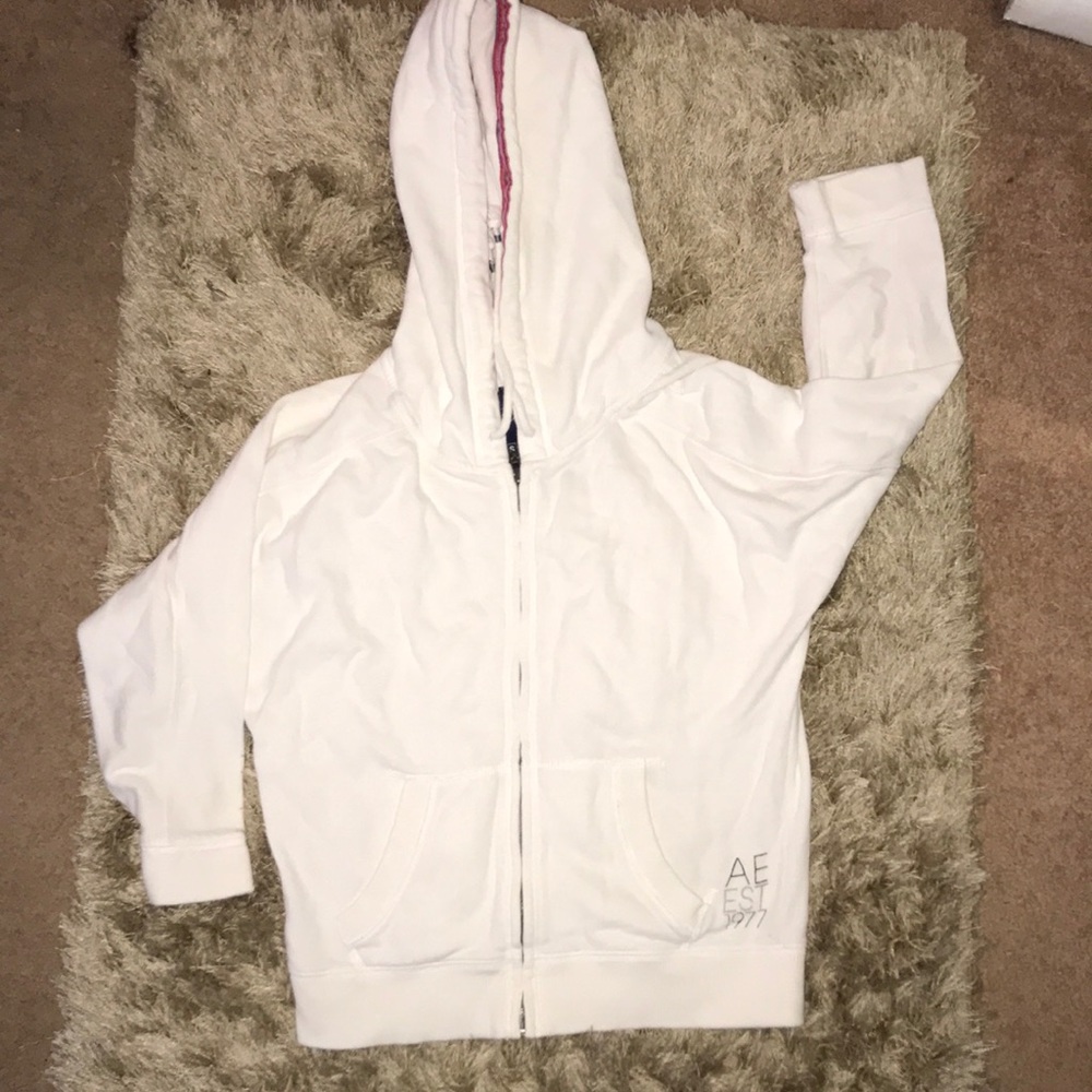 American Eagle White Zip Up